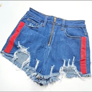 S Aphrodite Red Side Stripe Jean Shorts